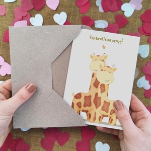 You Giraffe Me Crazy Card - Carte d'anniversaire drôle - Pour lui - Carte personnalisée - Carte recyclée écologique - Du marié à la mariée - Carte d'anniversaire