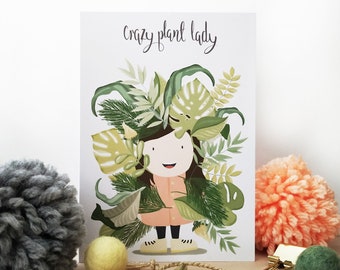 Crazy Plant Lady Card - Birthday Card For Her - Plant Lover Card - Botanical Card - Funny Plant