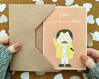 Freddie Mercury Queen Card - Personalised Card - Anniversary - Bohemian Rhapsody - Card For Him - Eco Recycled Card