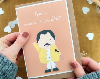 Freddie Mercury Mothers Day Card - Mama Ooh Card - Funny Mum Card - Queen - Eco Friendly Card