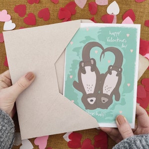 Otter Halbe Valentinstag Karte - Recycled Eco freundlich - süße Wortspiel Karte - Partner - Karte für Ihn