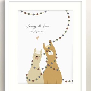 Personalised Wedding Print Llama Print Wedding Print Mr and Mrs Wedding Gift Ideas Keepsake image 4