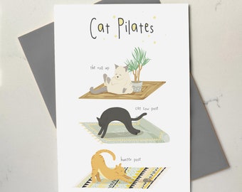 Funny Cat Pilates Card - Card For Her - Pilates Studio