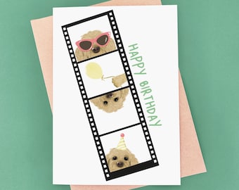 Photo Booth Strip Dog Birthday Card - Funny Cockerpoo Selfie