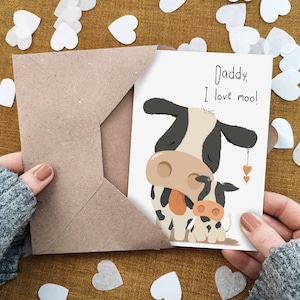 Papa Ich liebe Moo Vatertagskarte - Lustige Geburtstagskarte für Papa - Süße Wortspielkarte - Umweltfreundliche Karte