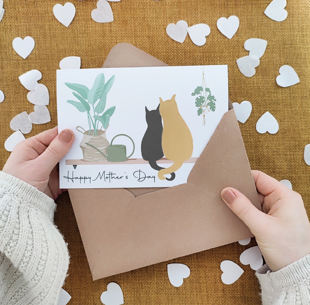 Personalised Cat Mothers Day Card - Eco Recycled - Cat Mum - Etsy