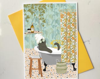 Funny Cat Bath Card – Get Well Soon, Cat Mum Gift