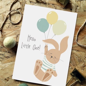 New Baby Bunny Card Eco Friendly Rabbit Card Congratulations Card New Arrival Card image 3
