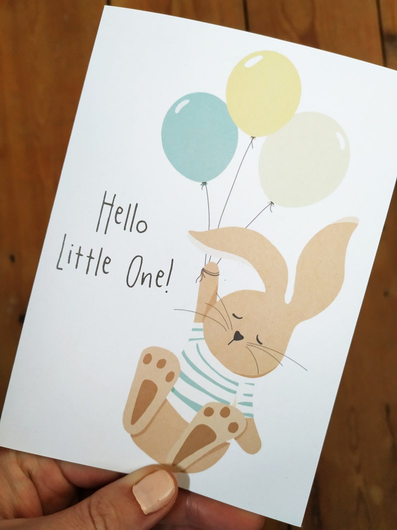 New Baby Bunny Card Eco Friendly Rabbit Card Congratulations Card New Arrival Card image 4