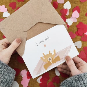 I Wuff You Hundekarte - Jubiläumskarte - Personalisiert - Niedliche Wortspiel Karte - Cocker Spaniel - Von der Braut zum Bräutigam - Von der Hundekarte