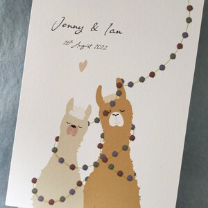 Personalised Wedding Print Llama Print Wedding Print Mr and Mrs Wedding Gift Ideas Keepsake image 3