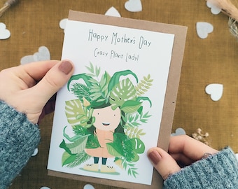 Crazy Plant Lady Mothers Day Card - Eco Friendly Card - Gardener Mum Card - Funny Plant Mum