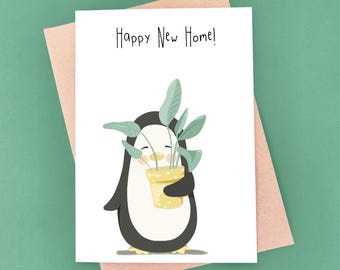 Personalised Penguin New Home Card – Eco Friendly