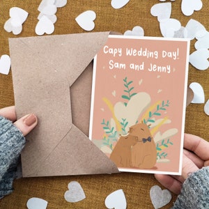 Carte de mariage Capybara personnalisée - carte de M. et Mme - carte respectueuse de l'environnement - mari - femme - carte recyclée