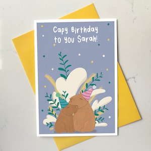 Capy Birthday Card Capybara Greetings Card Personalised Card Cute Birthday Card Wife Husband Birthday Card Eco Recycled Card image 2