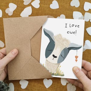 I Love Ewe Sheep Card - Personalised Pun Card - Anniversary Card - Boyfriend Girlfriend - From Bride to Groom - Farmer Card - Barn Wedding