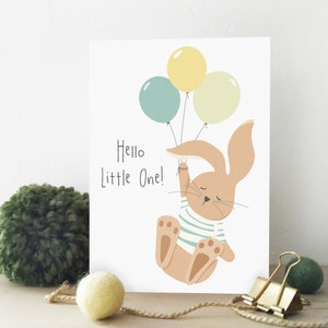 New Baby Bunny Card Eco Friendly Rabbit Card Congratulations Card New Arrival Card image 1