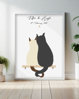 Personalised Cat Couple Print – Anniversary - Wedding - Portrait - Mr and Mrs Gift By JemmaBanksDesign Designed by JemmaBanksDesign Shop owned by Jemma 12 years on Etsy