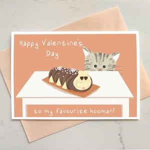 Carte de Saint Valentin du chat - gâteau chenille - tigré - maman chat - papa chat