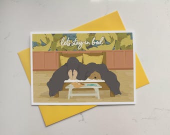 Let's Stay In Bed Dog Card - Anniversary - Birthday