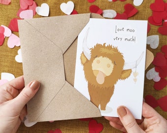 Highland Cow Anniversary Card - Personalised Pun Card - Scottish - Card For Boyfriend