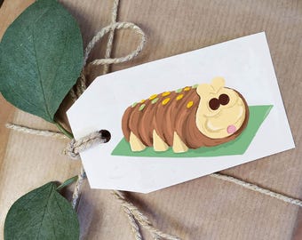 Handmade Birthday Gift Tags - Colin The Caterpillar - Eco-Friendly - Recycled