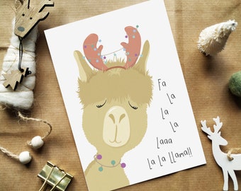 Llama Pun Christmas Cards - Holiday Card Pack - Christmas Pun Card - Set of Xmas Cards - Recycled