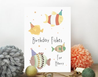 Personalised Birthday Fish Card -  Eco Recycled Card - Fish Pun Card - Card For Him Husband Brother