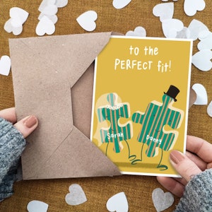 Personalisierte Puzzle-Hochzeitskarte - Mr and Mrs Card - Umweltfreundliche Karte - Fehlendes Stück - Recyclingkarte - Brettspiel Hochzeit