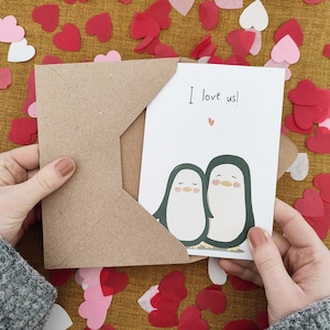 Personalisierte Pinguin Jubiläumskarte - Ich liebe uns Karte - Karte Für Ihn - Eco Recycled Karte - Hochzeitskarte - Von der Braut zum Bräutigam