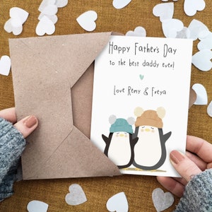 Carte de fête des pères personnalisée par enfants - carte d'anniversaire de papa - carte de fête des pères - carte écologique - jolie carte pour papa