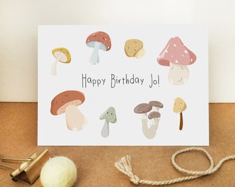 Personalised Mushroom Birthday Card - Vegan Card - Veggie Card - Birthday Card - For Friend Girlfriend