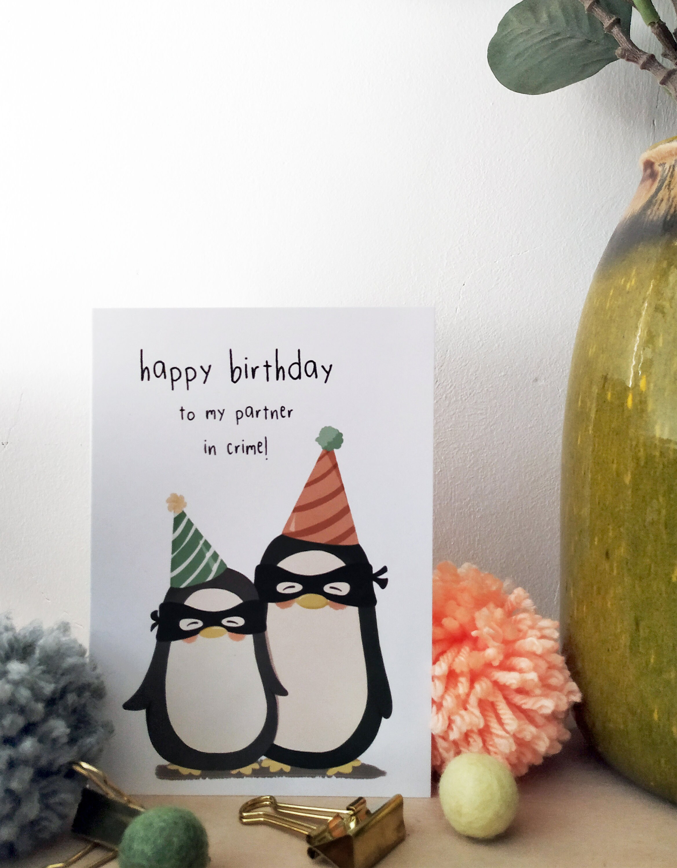 Personalised Penguin Birthday Card - Partner in Crime - Boyfriend - Etsy