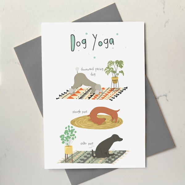 Funny Dog Yoga Card - Card For Her - Yoga Studio