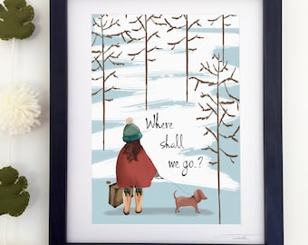 Where Shall We Go Print - Mother's Day Gift - Gift For Her - Nursery Decor - Explorer Print - Winter Print