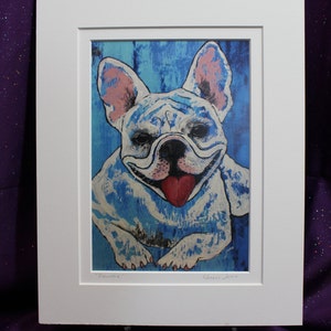 White French Bulldog 11 x 14 matted art print, french bulldog wall art. bulldog Painting, Dog gifts for her and him, Bulldog art image 1