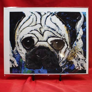 Abstract Pug Print, Blue Abstract Pug, Pug Art For her, Him, Children, Pug Wall Art, 11&quot; x 14&quot;pug print