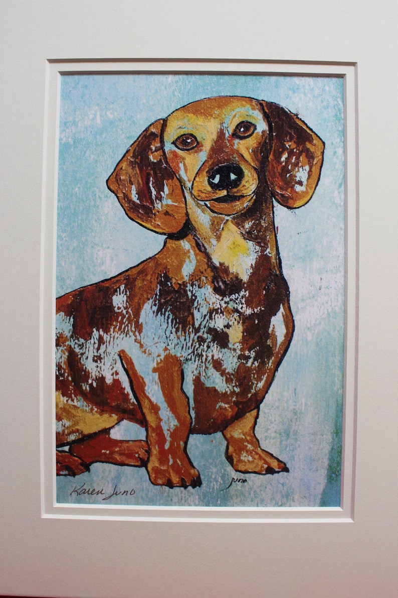 Abstract Dachshund Painting Blue Dachshund matted Wall Art | Etsy