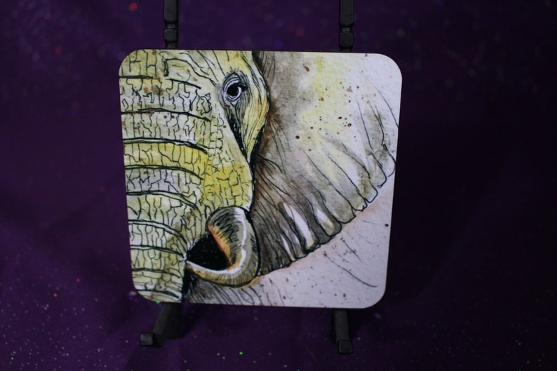 Stocking Stuffer Art Elephants Coaster set Giraffe African Animal Coaster Set. Cork Coaster Set Meerkat Coaster
