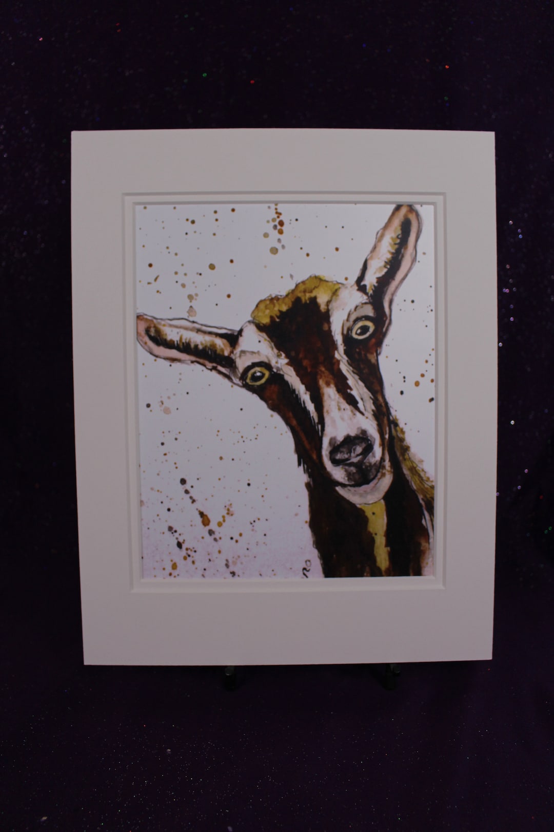 Goat Matted Print, Abstract Goat Painting, Pen & Ink Watercolor Goat ...