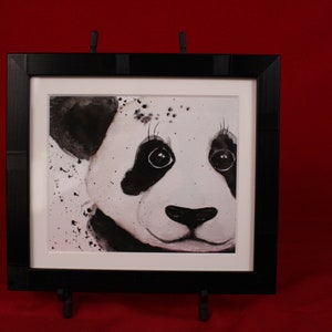 Panda Bear Framed, Panda Giclée print, Panda gift for her, Him, Children&#39;s Wall Art, stocking stuffer art