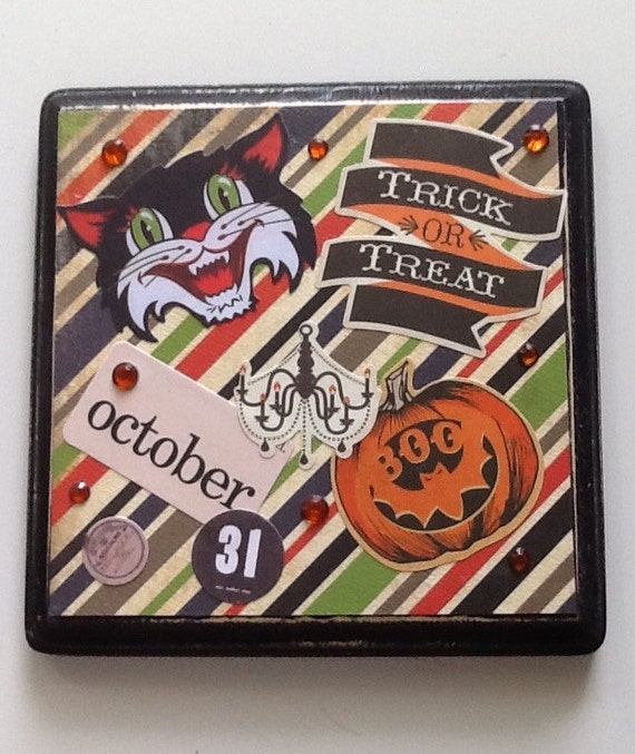 Halloween Collage Retro Halloween Cat Various Halloween Etsy
