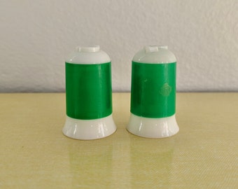 Vintage Bright Green Plastic Salt and Pepper Shakers
