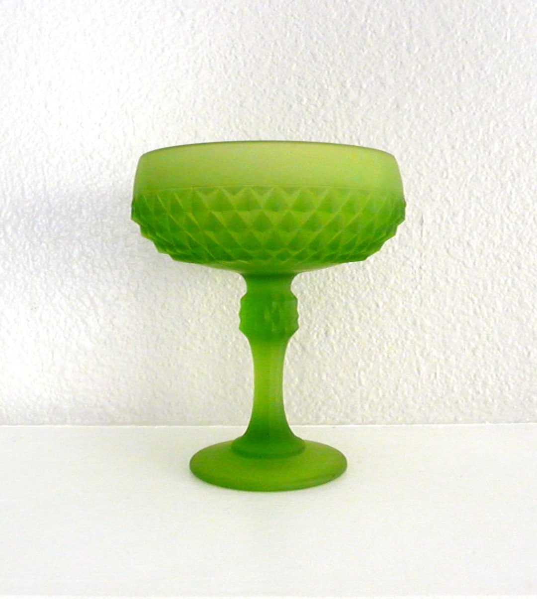 Large Vintage Green Glass Pedestal Candy Dish Etsy