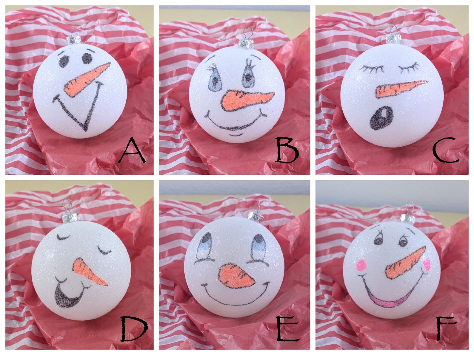 Glittery Snowman Ball Ornament Etsy