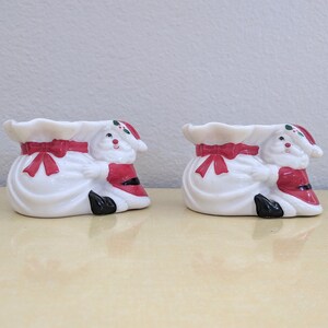 Pair of Santa Christmas Candle Holders
