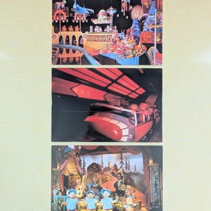 Cartes postales vintage Disneyland Space Mountain, C'est un petit monde, Le country Bear Jamboree