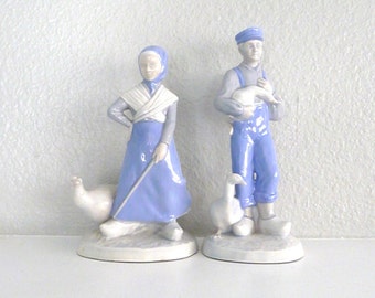 Par de Vintage niño holandés y figuritas de la niña