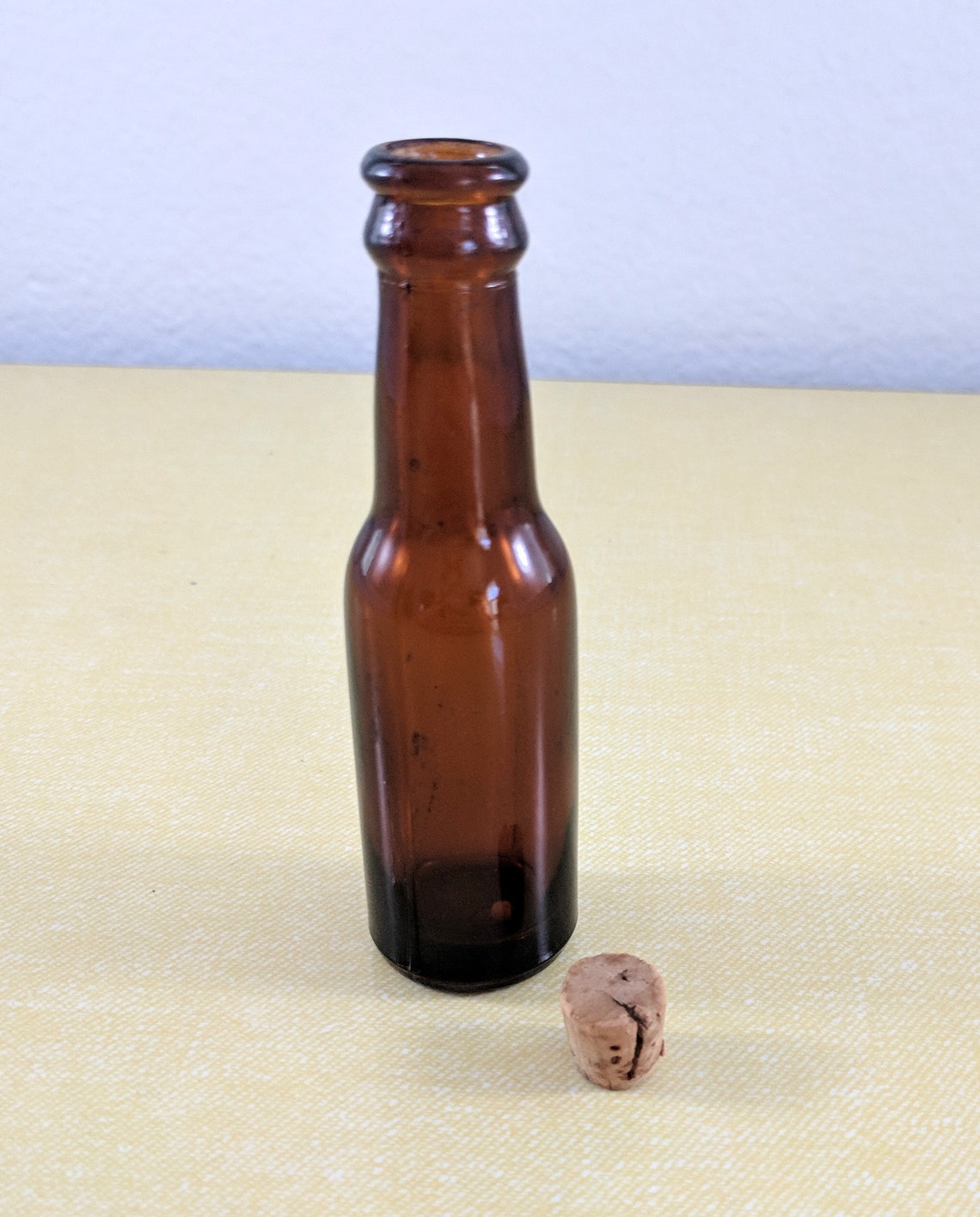 Small Brown Glass Bottle with Cork Lid Etsy