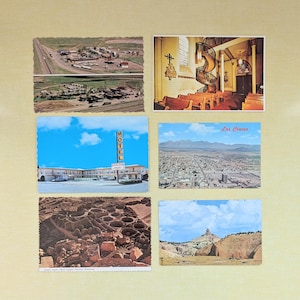 Set of 6 Vintage New Mexico Postcards Church Rock, Las Cruces, Our Lady of Light Chapel, Pueblo Bonito, Deming Motel, Clines Corners